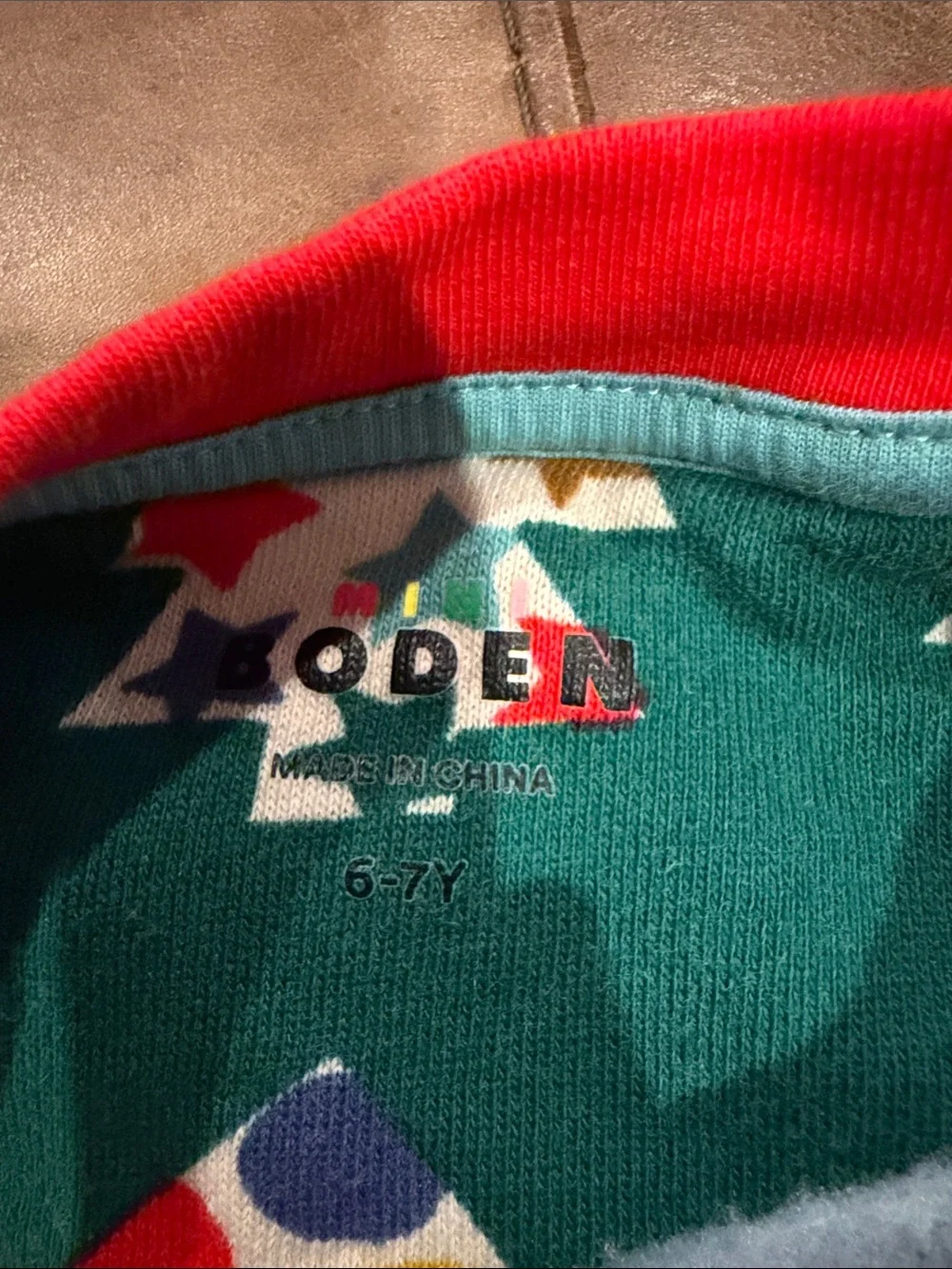 Mini Boden Girls Green Christmas Tree Print Dress